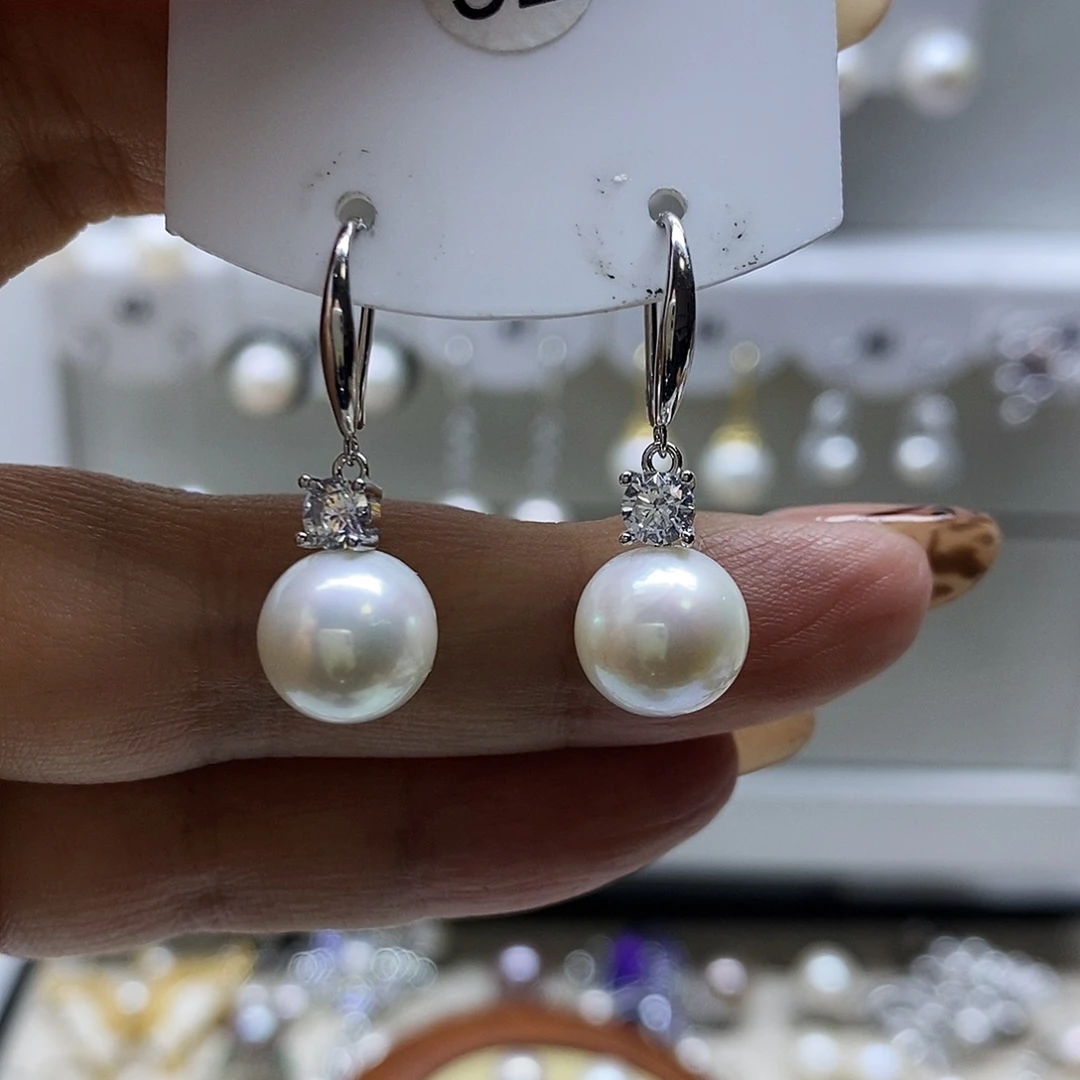 淡水珍珠耳饰银S925镶嵌