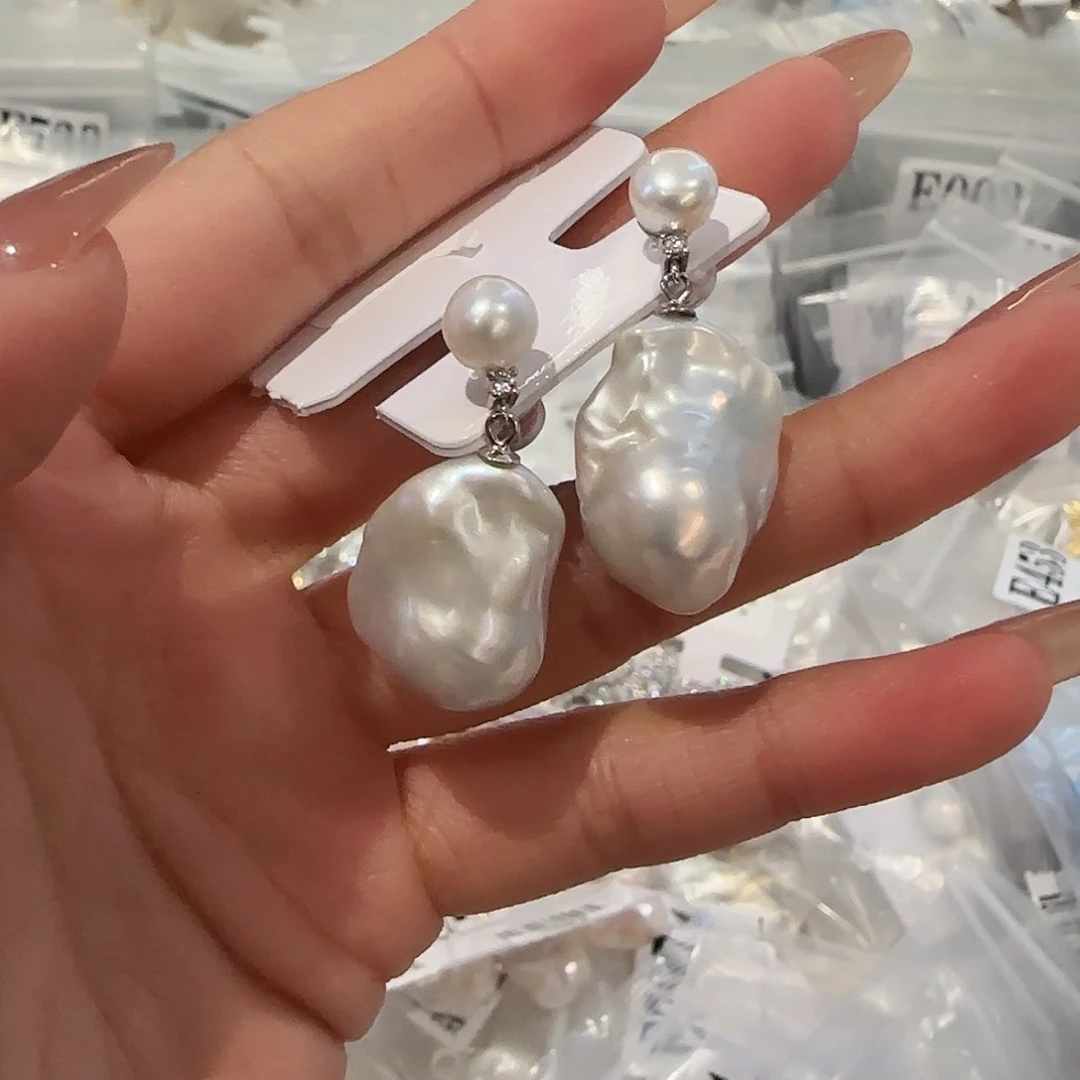 淡水珍珠耳饰银S925镶嵌