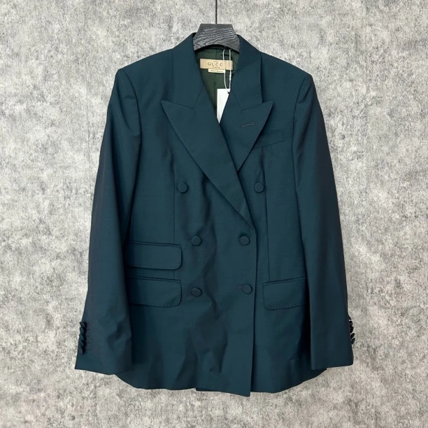 未使用 GUCCI/古驰 古驰墨绿色双排扣工服西服