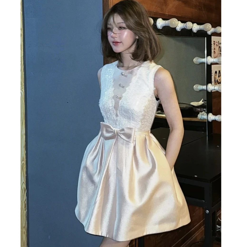 露思同款连衣裙女新款高级明星芭蕾拼接收腰公主裙