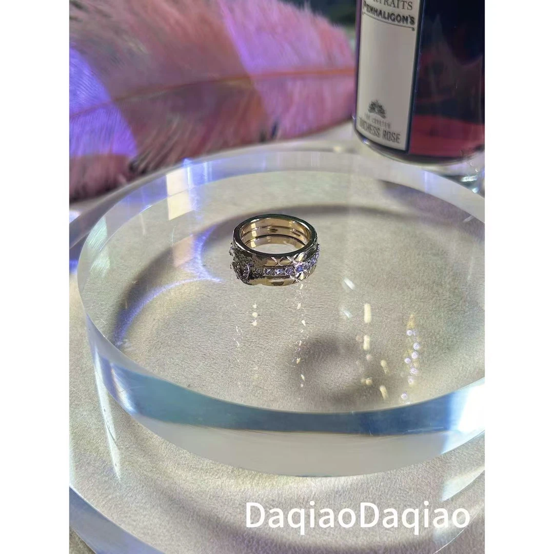 铜合金合成锆石戒指 菱格三合一简约戒指 00A311