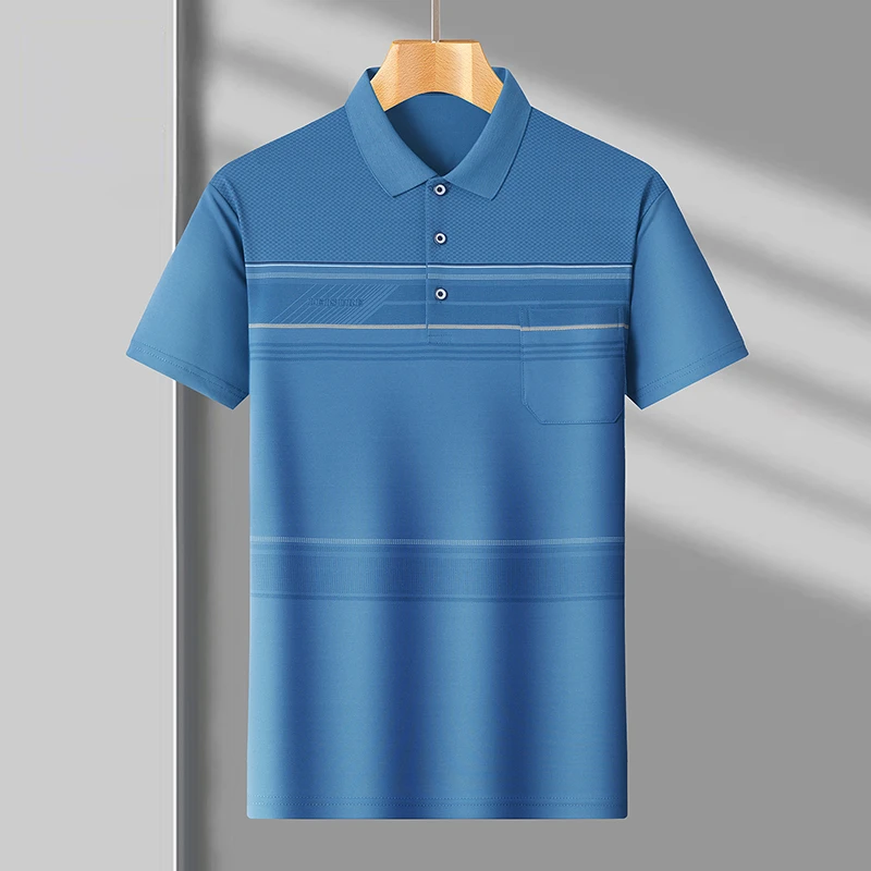 2025夏季新款爸爸男装宽松休闲半袖上衣中老年冰丝短袖速干T恤衫