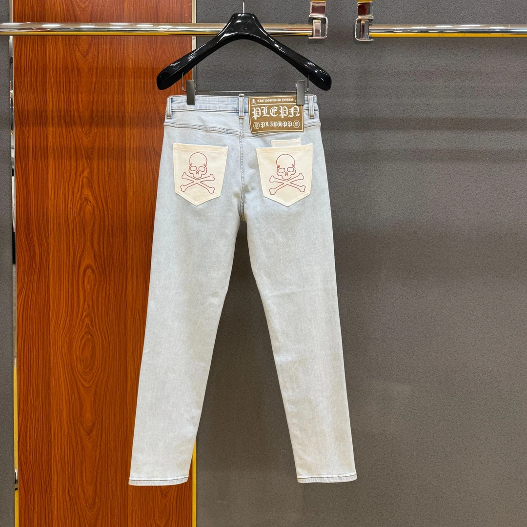 正品PP2025款港风蓝修身弹力显瘦直筒轻奢牛仔裤9922