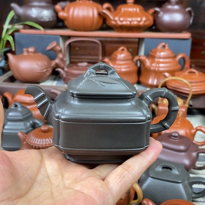紫砂茶壶四方竹鼓200cc特价促销
