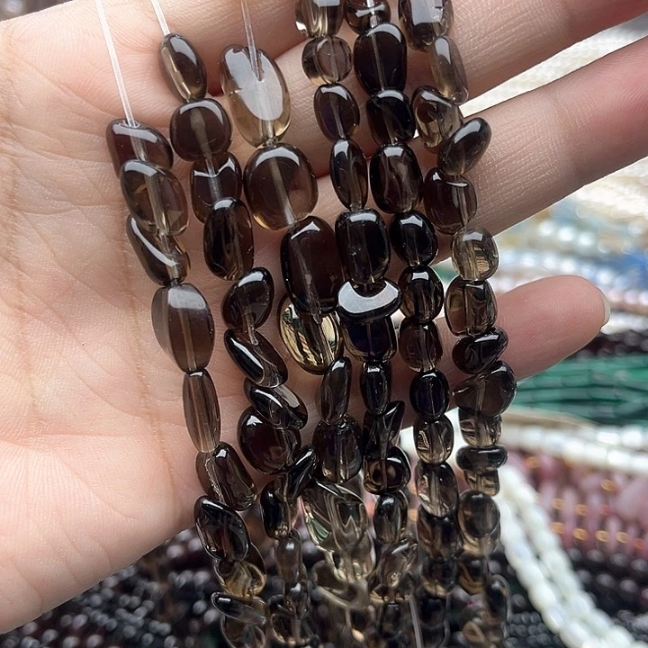 未镶嵌玛瑙/玉髓珠宝半成品一条茶晶随型随机发