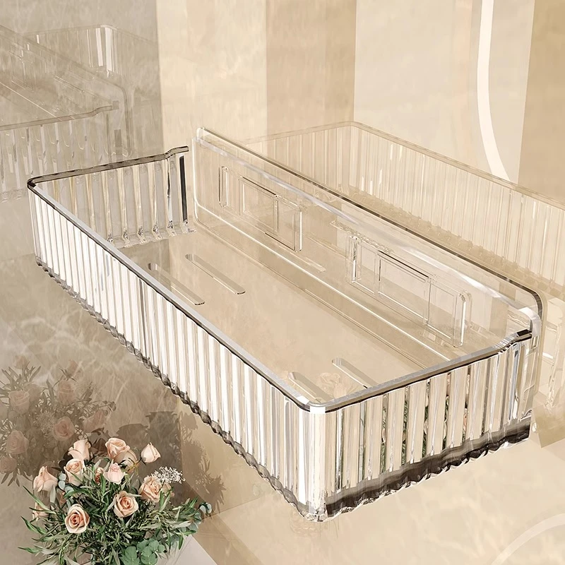 卫生间置物架浴室厕所壁挂墙上化妆品收纳架洗手间免打孔架子