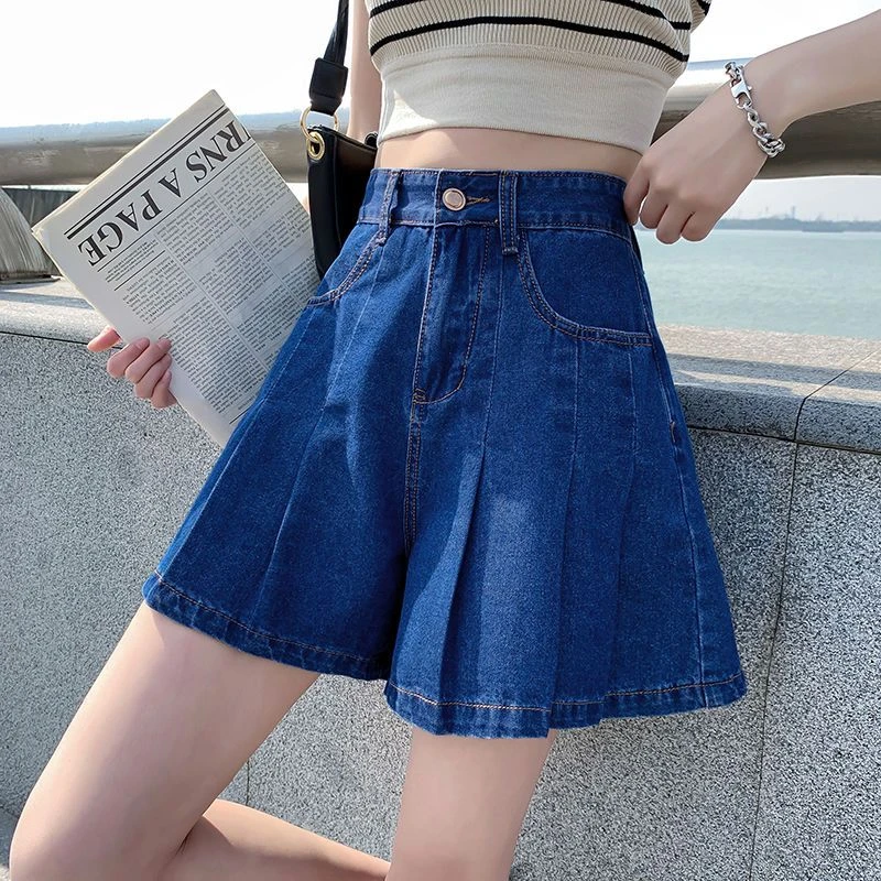 高腰女士字短裤大码胖mm仔短裤字高腰显瘦阔腿宽松夏加大码女