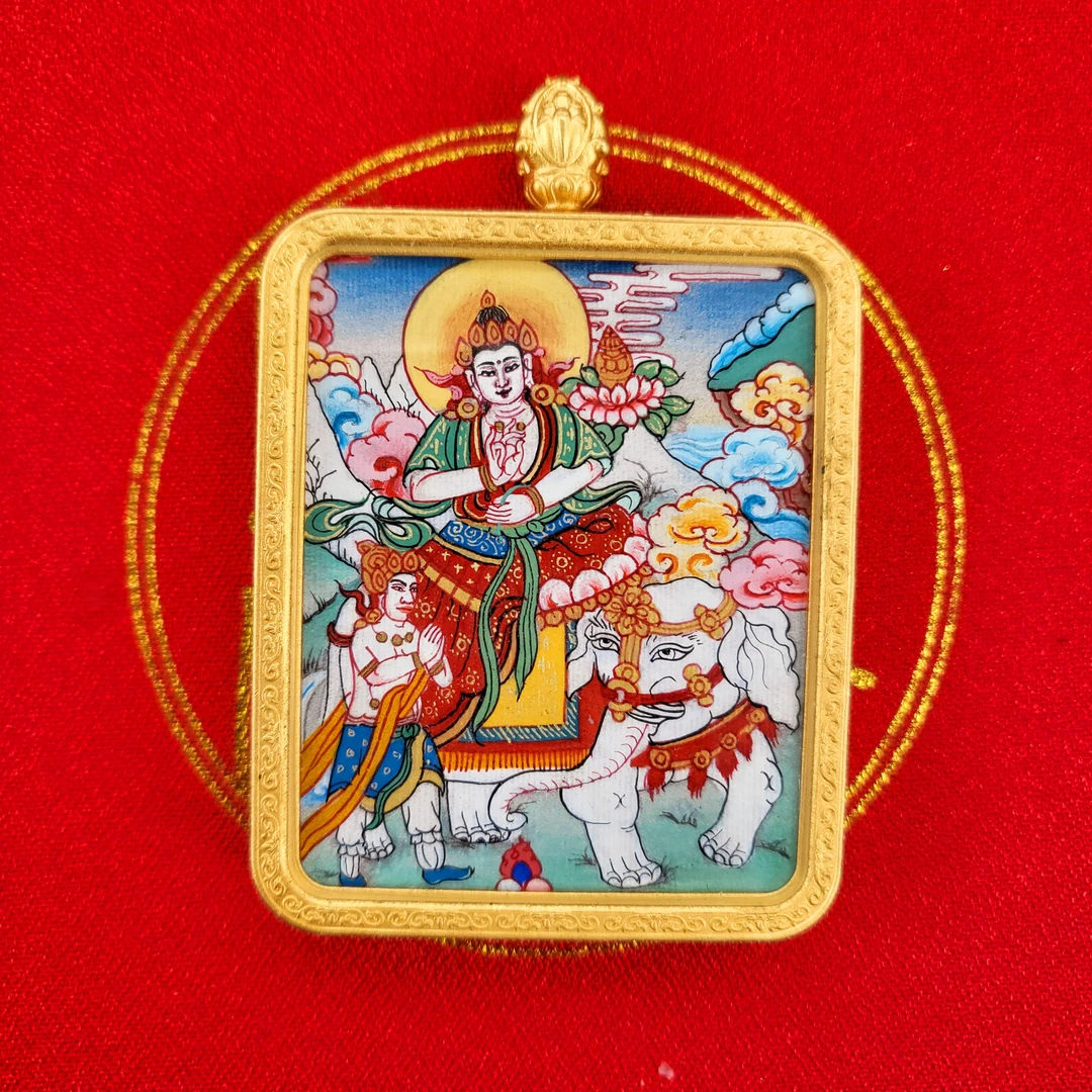 唐卡矿物颜料精工制作热贡直发普贤菩萨小唐卡