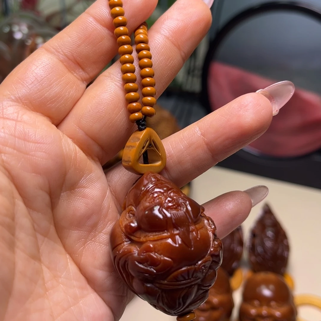 橄榄核手串/手链玉化财神富贵脸链子一套