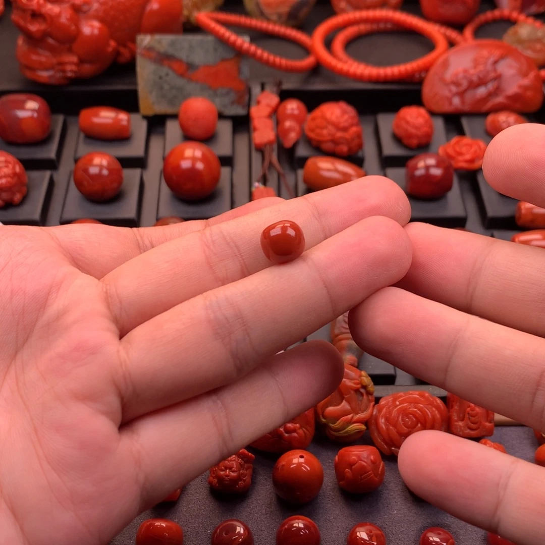 南红玛瑙未镶嵌川料原矿满色满肉老型单珠10mm
