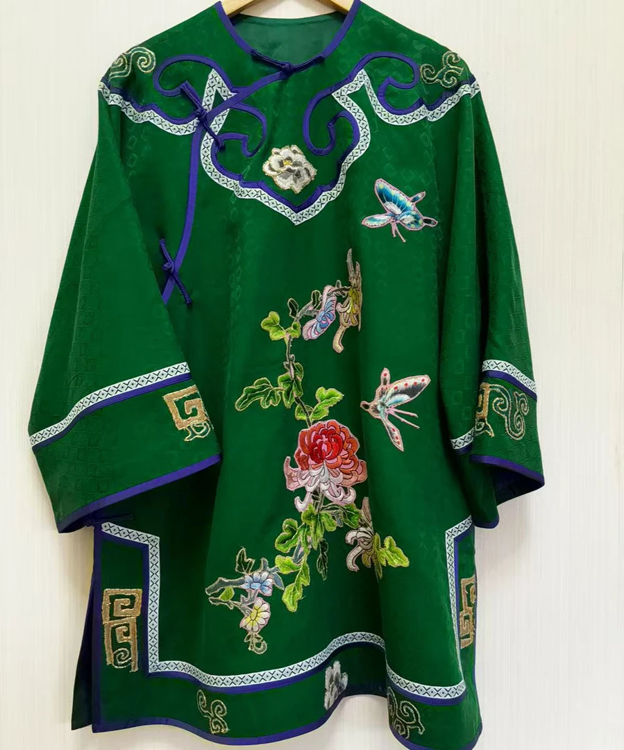 老缎老绣中国风斜襟太太服八合如意