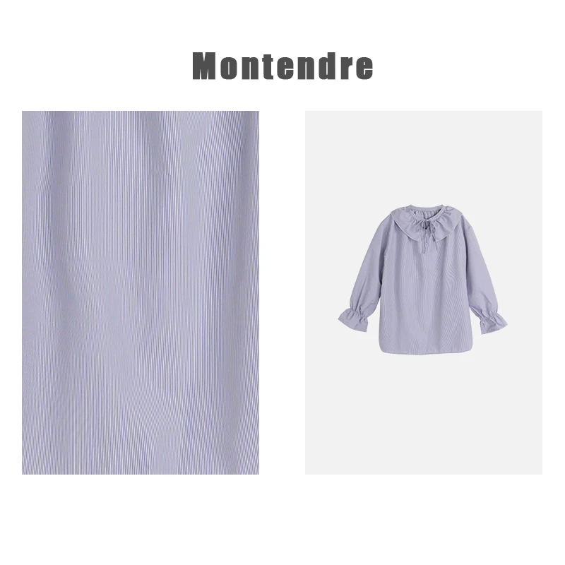 【Montendre】秋季新款  U 条纹纯色娃娃领系带百搭气质衬衫