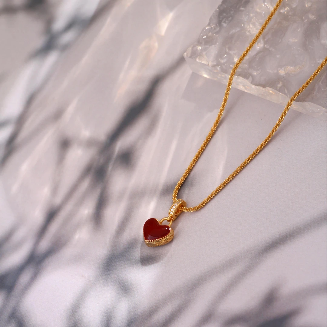 铜合金项链 《货号8090》桃心项链(链长：38.5+10cm)