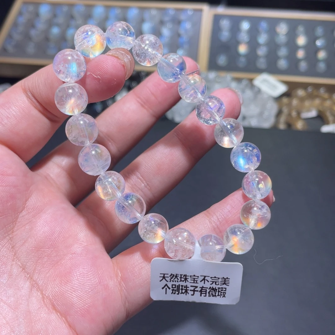 *****未镶嵌手链长石马岛幻彩月光石手链9mm