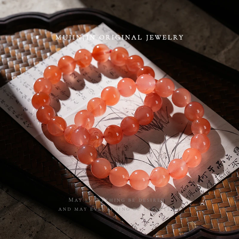 【木槿槿】天然南红玛瑙手串女款约11m串珠手链XL2721多样性发一