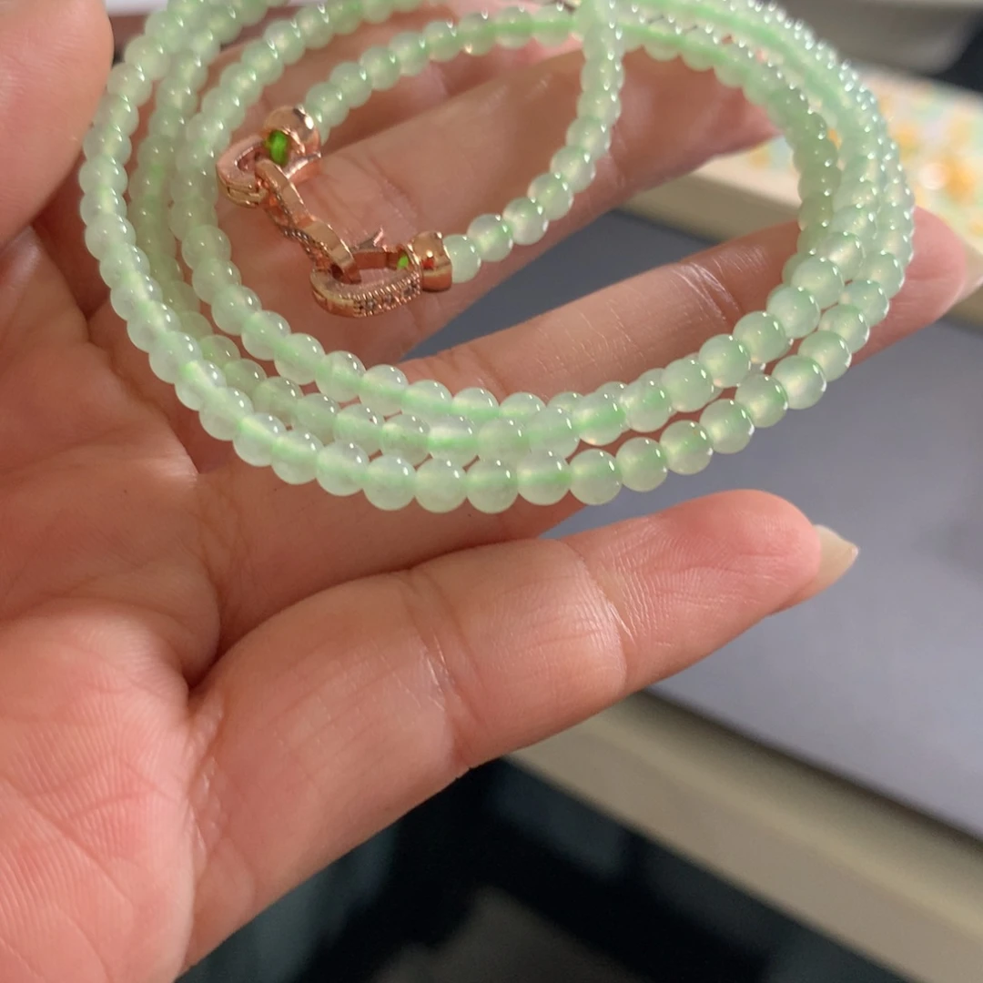 翡翠未镶嵌颈饰卡3➕冰种小米珠项链