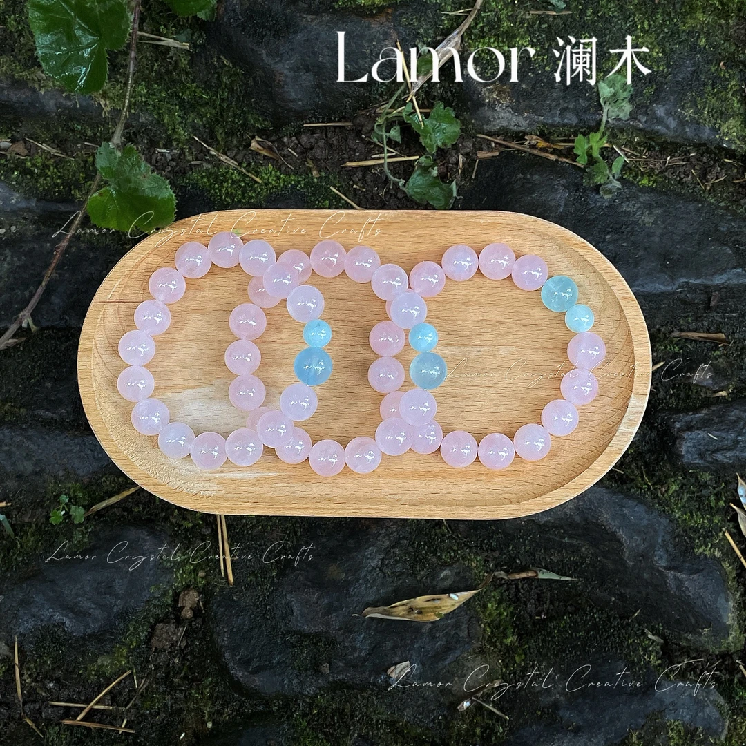 【粉蓝波波】Lamor 澜木原创设计 西柚粉 海蓝宝