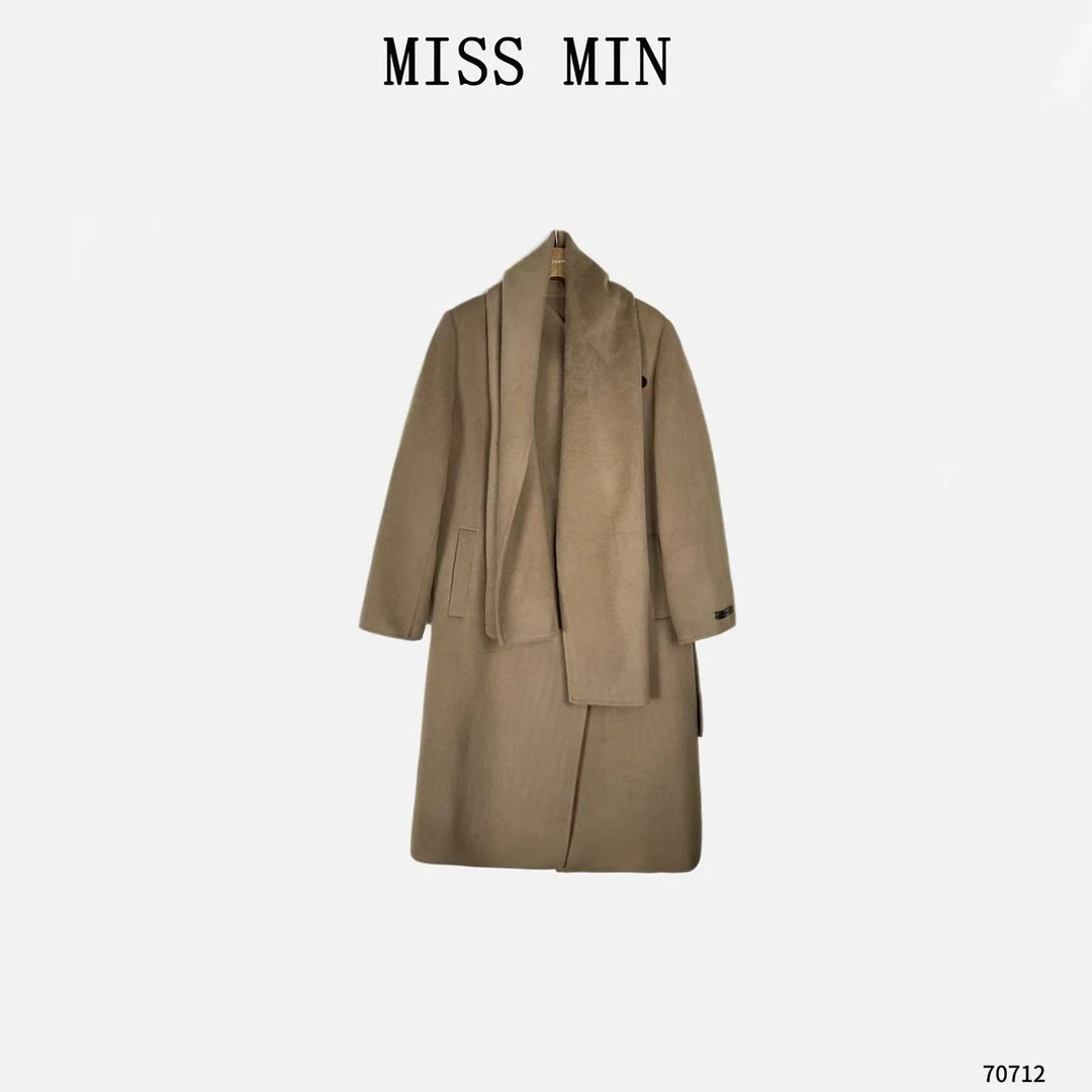 MISS MIN【矜贵】时尚极简一粒扣清冷系衣服宽松显瘦气质大衣70712