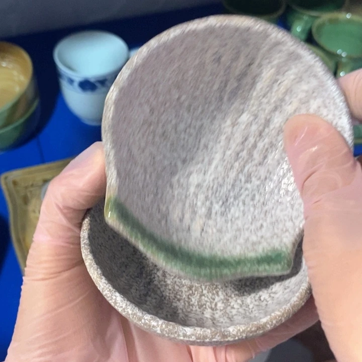 瓷片五厂雪花釉贝壳醋碟一对