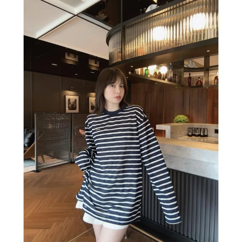 BETTER JOELAY -【条纹律动】百搭宽松长袖T恤KH3075