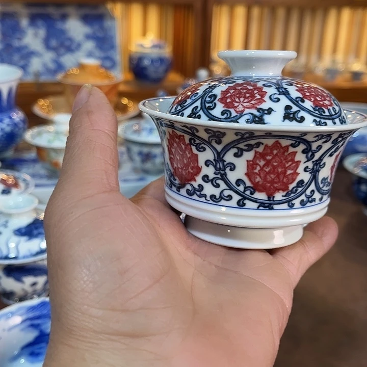 錡镇堂手工手绘盖碗