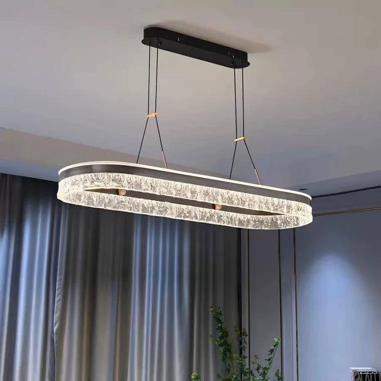 现代简约高档椭圆冰雕餐厅吊灯