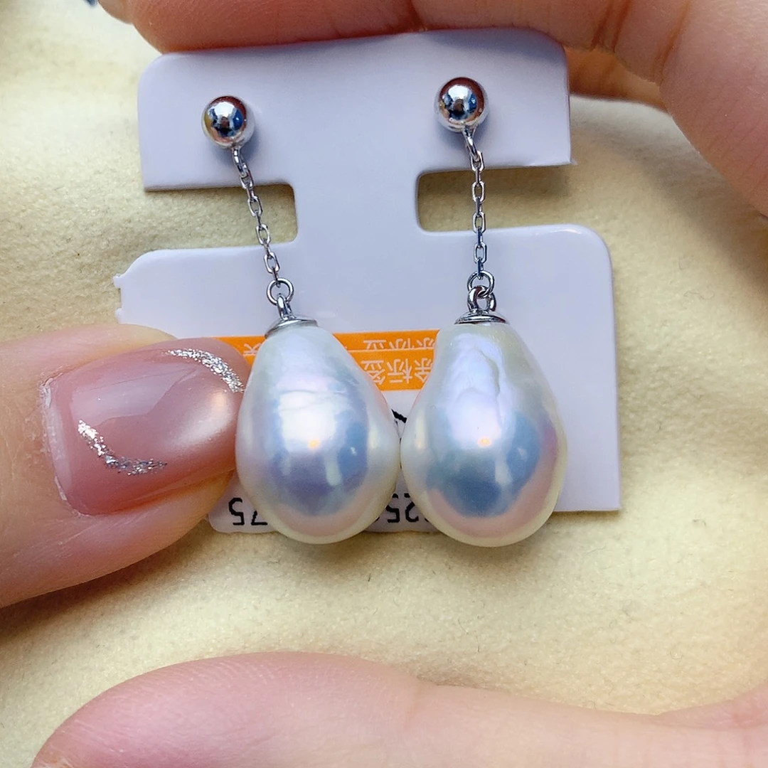 耳饰银S925镶嵌淡水珍珠W2