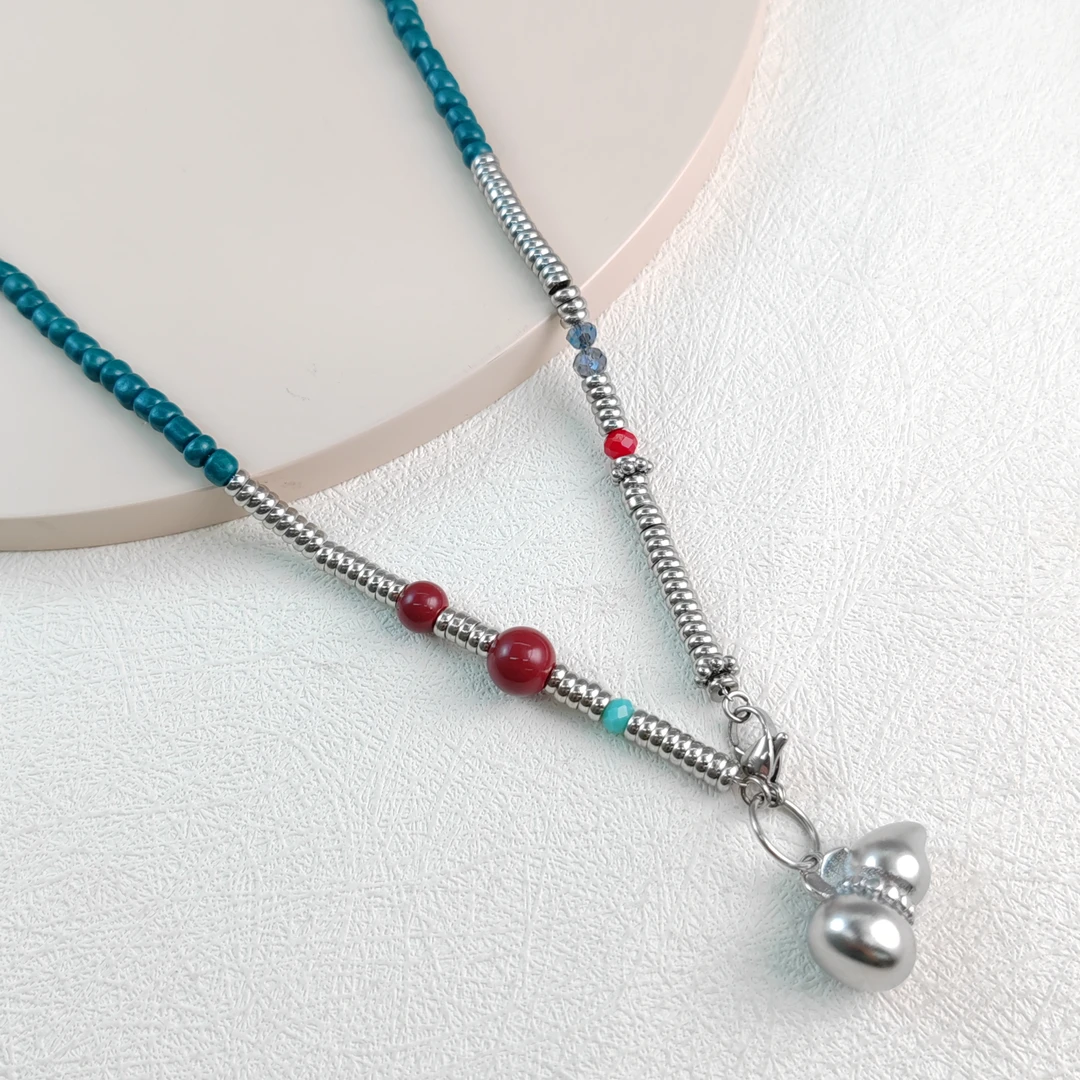 XUPING/旭平首饰 不锈钢亚克力项链 春日焕新葫芦 GDJ T001050373