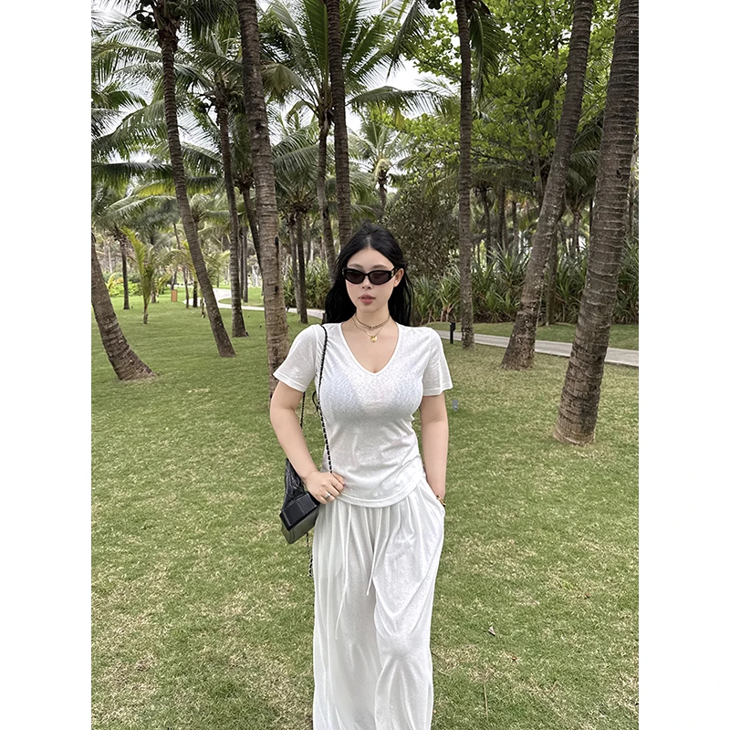 黑泽玄七 "白噪音4件套"夏日松弛感老钱风棉麻吊带短袖开衫长裤女