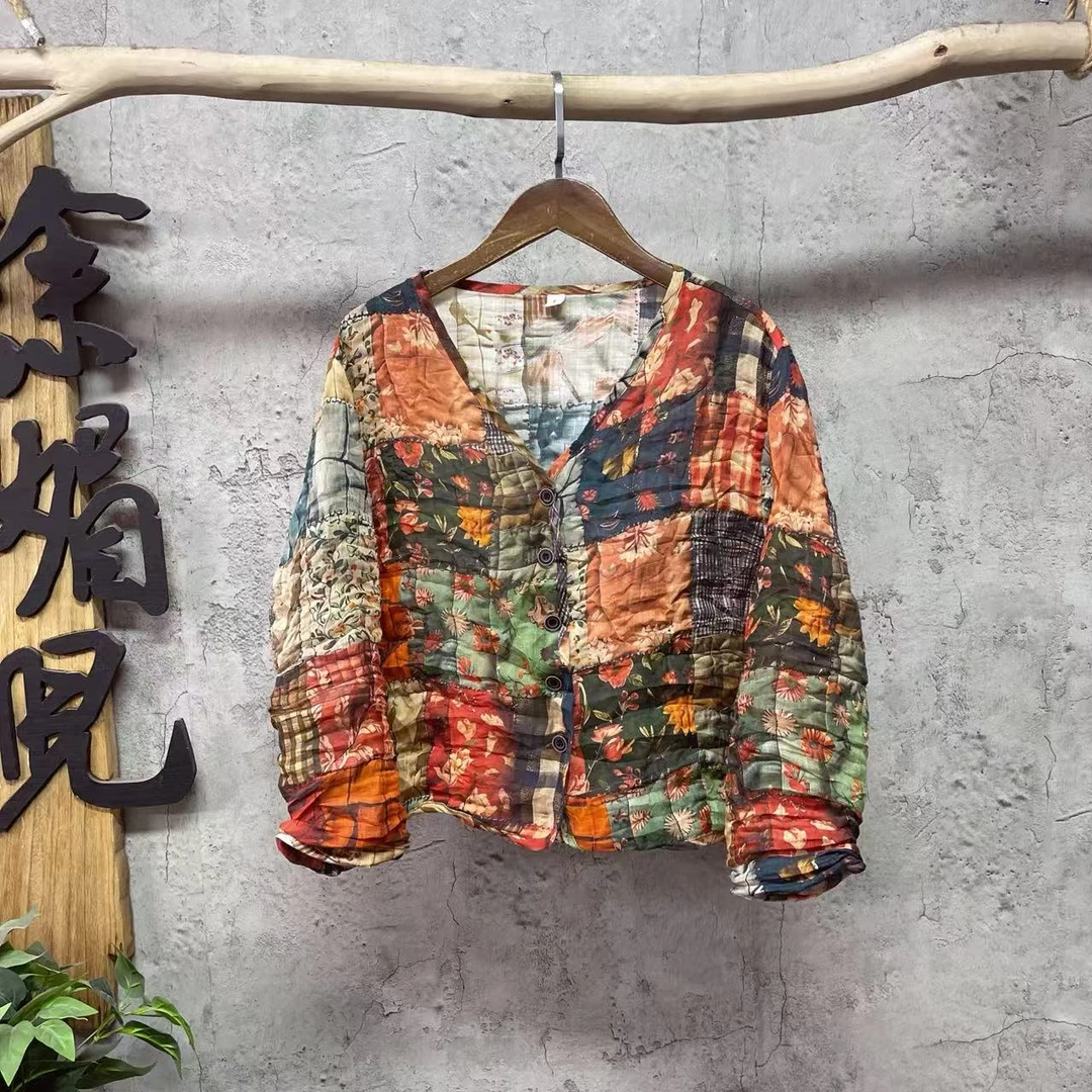 媚儿~原创夏季新款苎麻数码印花短款上衣（衣长50 胸围110）