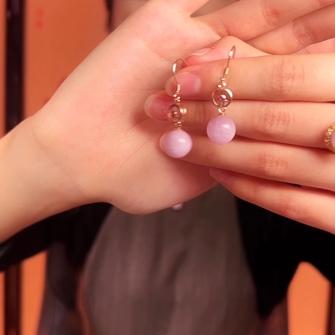 非金属925银紫色耳环设计款