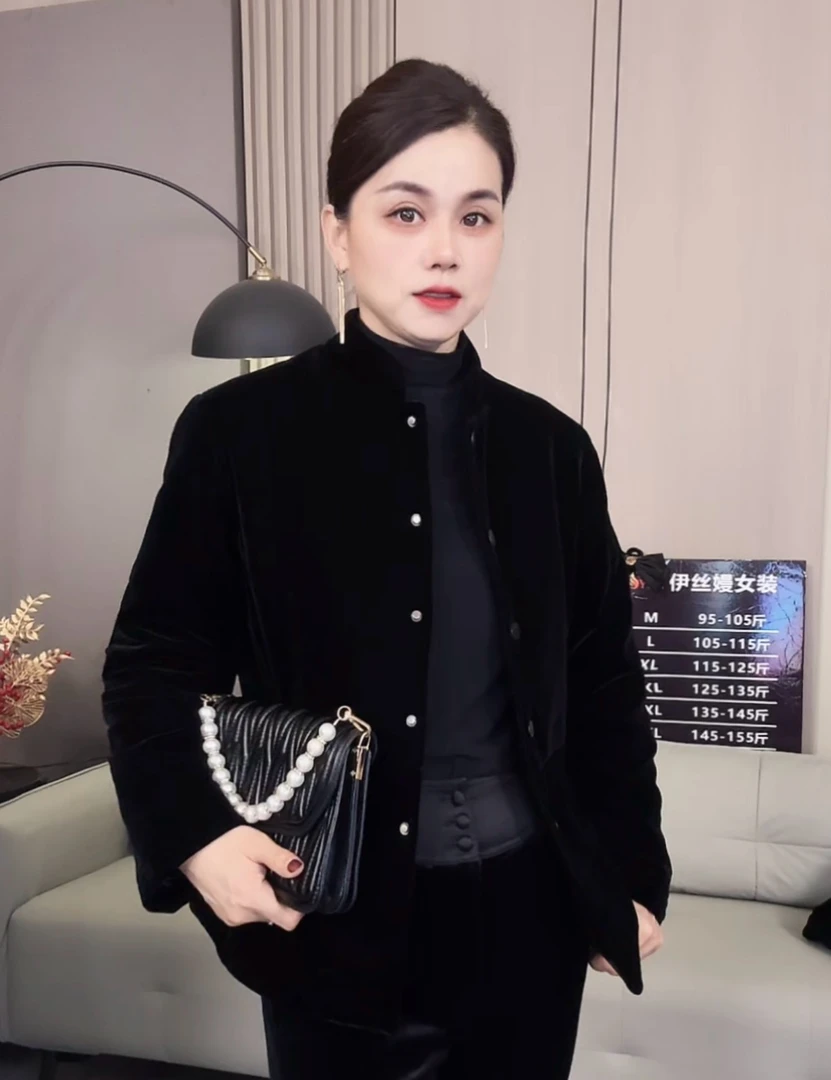 新款面膜丝绒保暖加棉加厚立领棉服