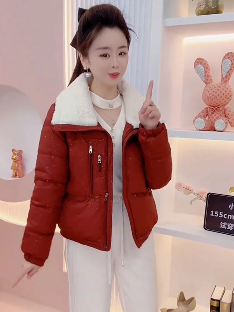 2005年冬季新款爆款时尚 加厚洋气翻领小个子显瘦女士棉服外套