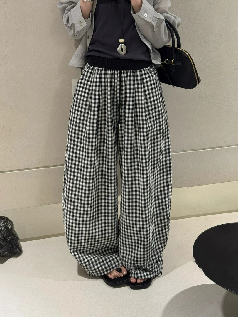 DEZI宝藏衣橱弯刀收口气质格子裤女休闲裤LS8208066