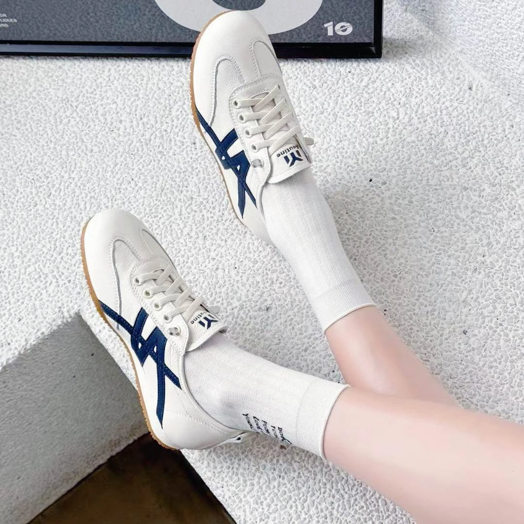 秋季牛皮阿甘鞋时尚百搭舒适休闲鞋复古德训鞋平底休闲运动鞋女