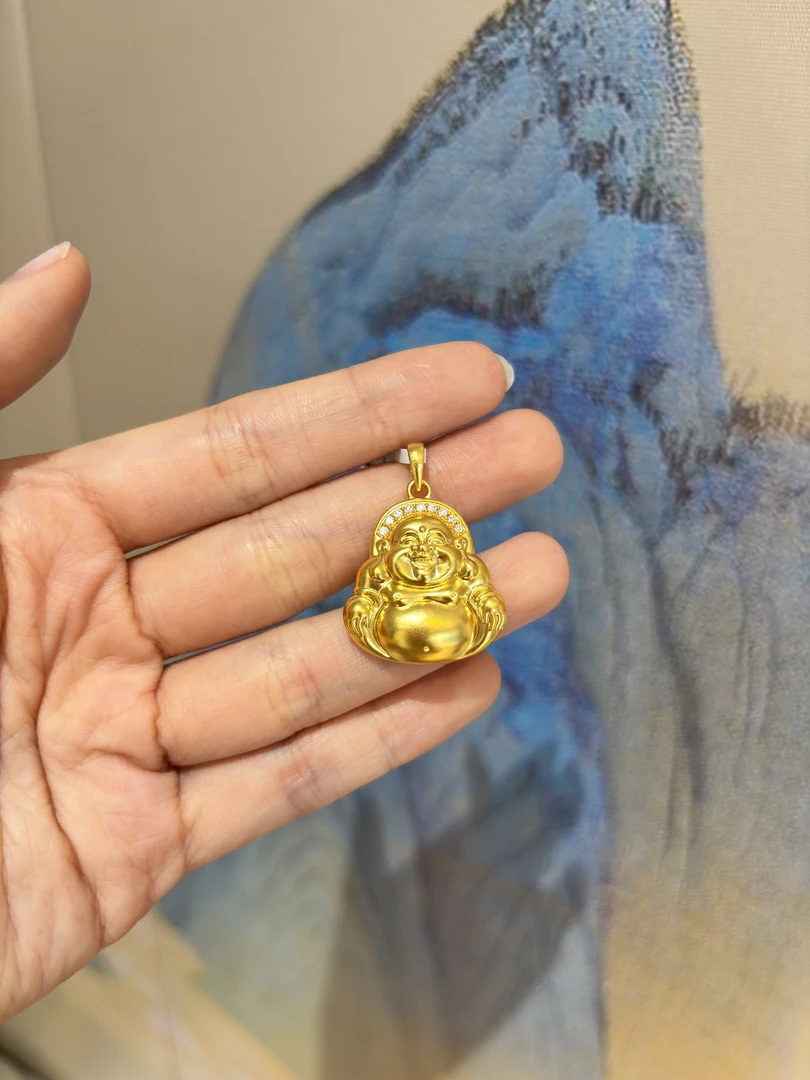 弥勒佛足金999吊坠