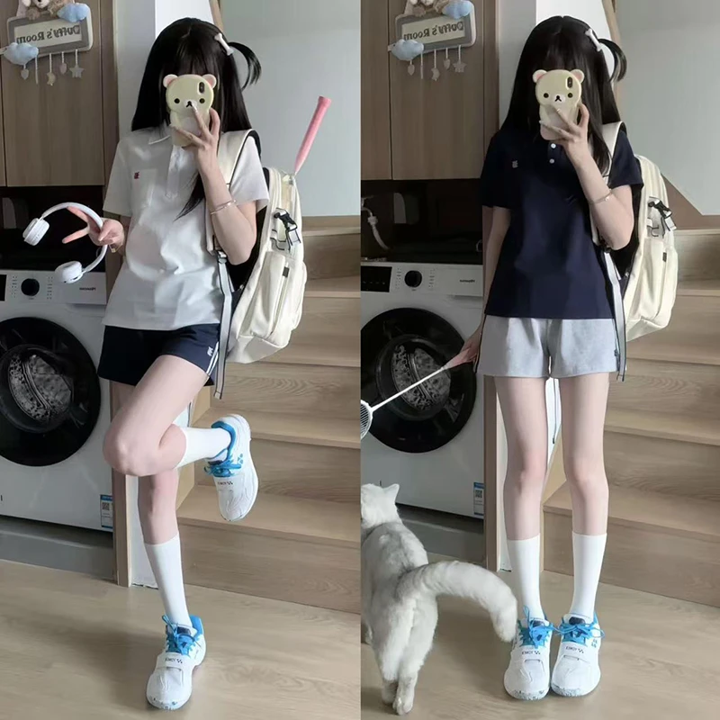 小乔酱原创【小京】夏季jk基础刺绣短袖polo衫宽松校供感