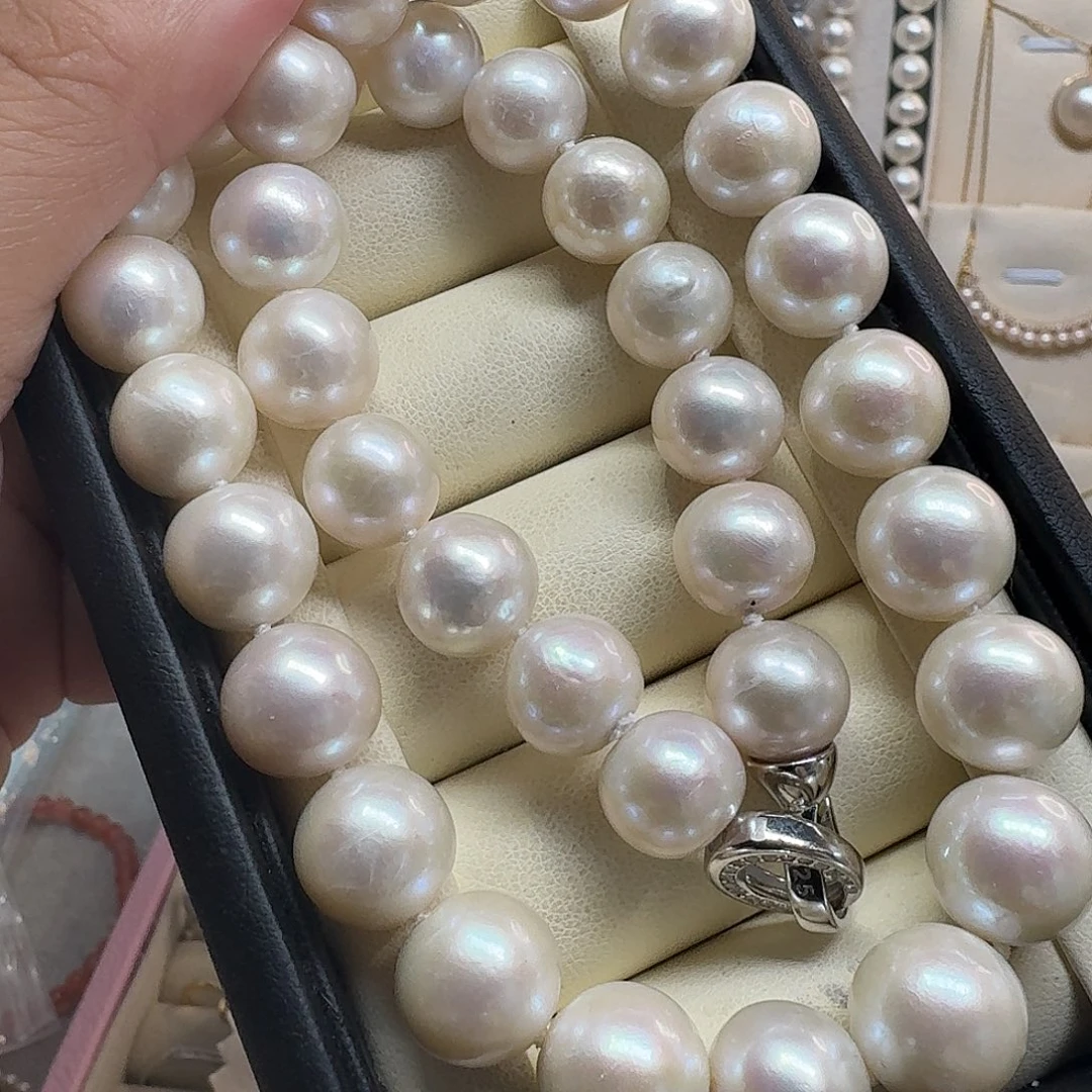 S***r颈饰银S925镶嵌淡水珍珠11-13mm大龙珠满窜