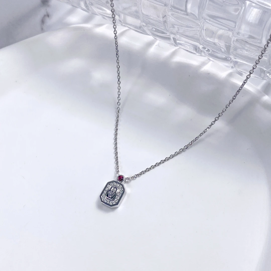 99新 Harry Winston/海瑞温斯顿 小号铂金镶钻红宝石香水项链