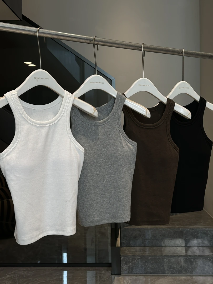 韩版2025新款带胸垫时尚修身显瘦短款工字背心吊带百搭无袖上衣女