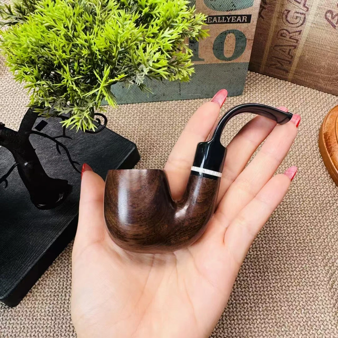 云南老式两用型实木烟斗带过滤芯弯式烟嘴适合新手