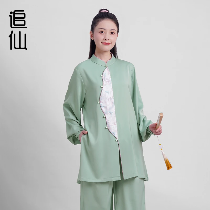 追仙新款春夏秋国风演出练功气功比赛垂顺舒适柔软减龄太极服