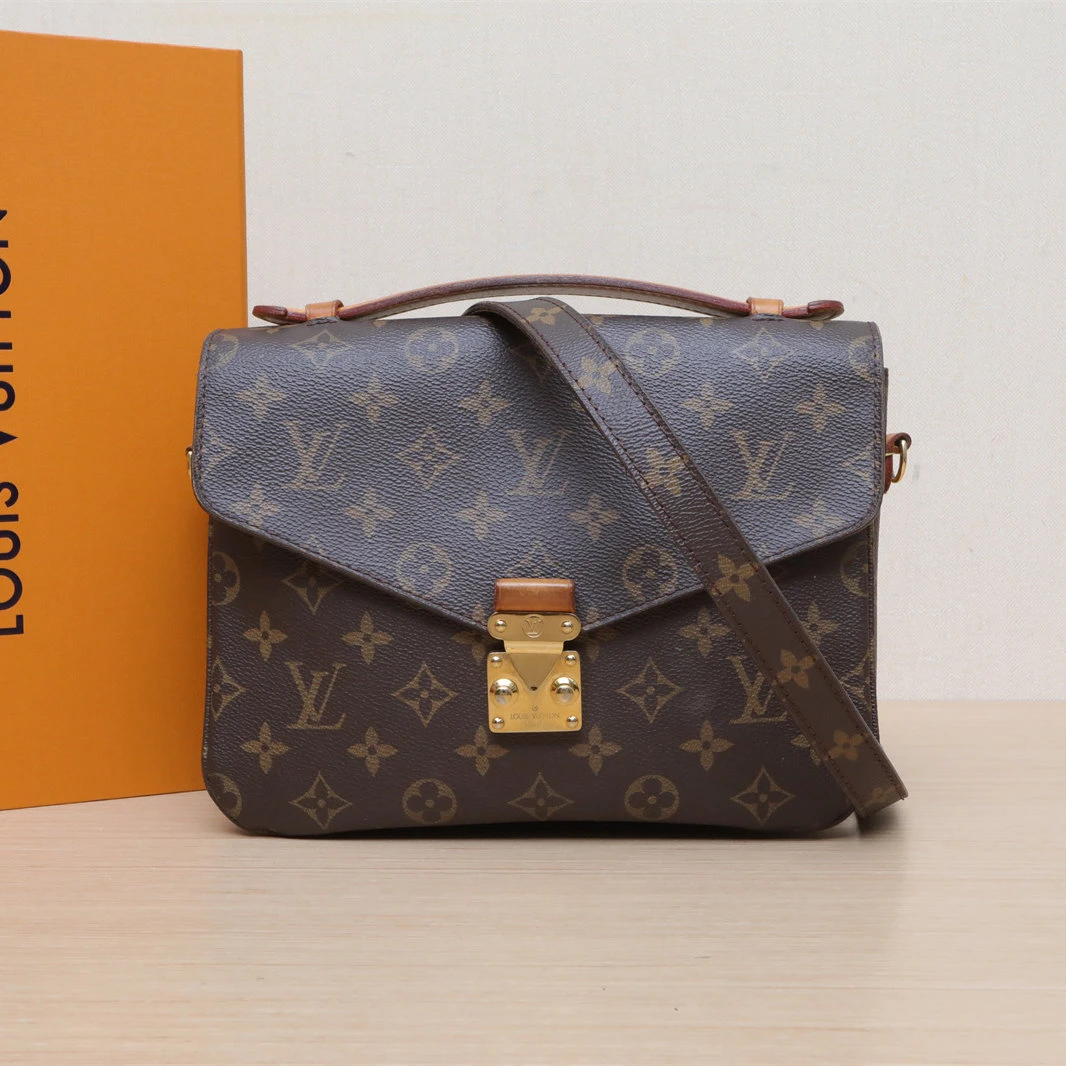 95新 LouisVuitton/路易威登 小花Jerry活动邮差包 老花 金扣