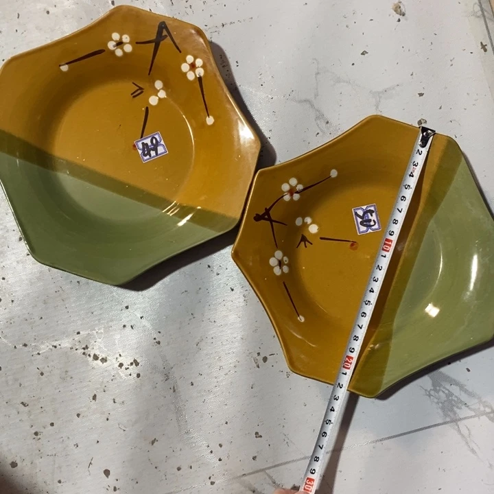 瓷片五厂三色盘子一对