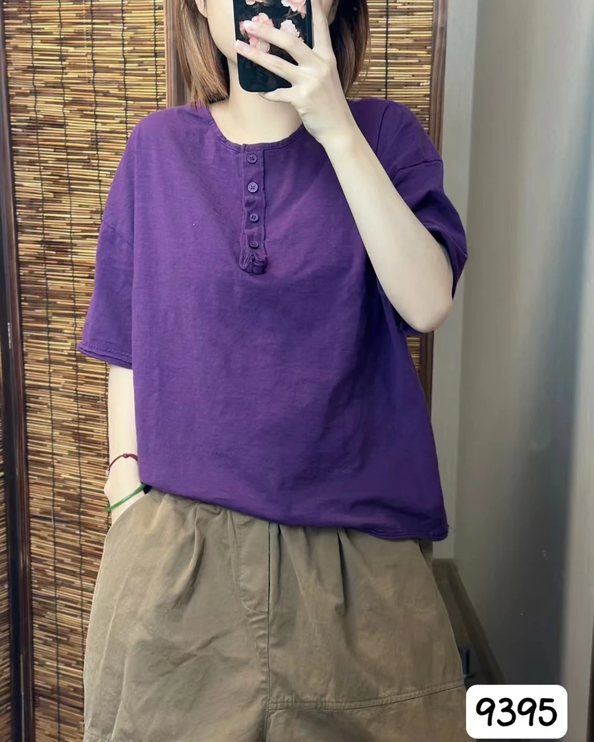 宽松显瘦百搭百搭纯棉短袖