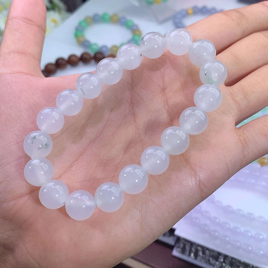 翡翠未镶嵌手链白冰飘花手串