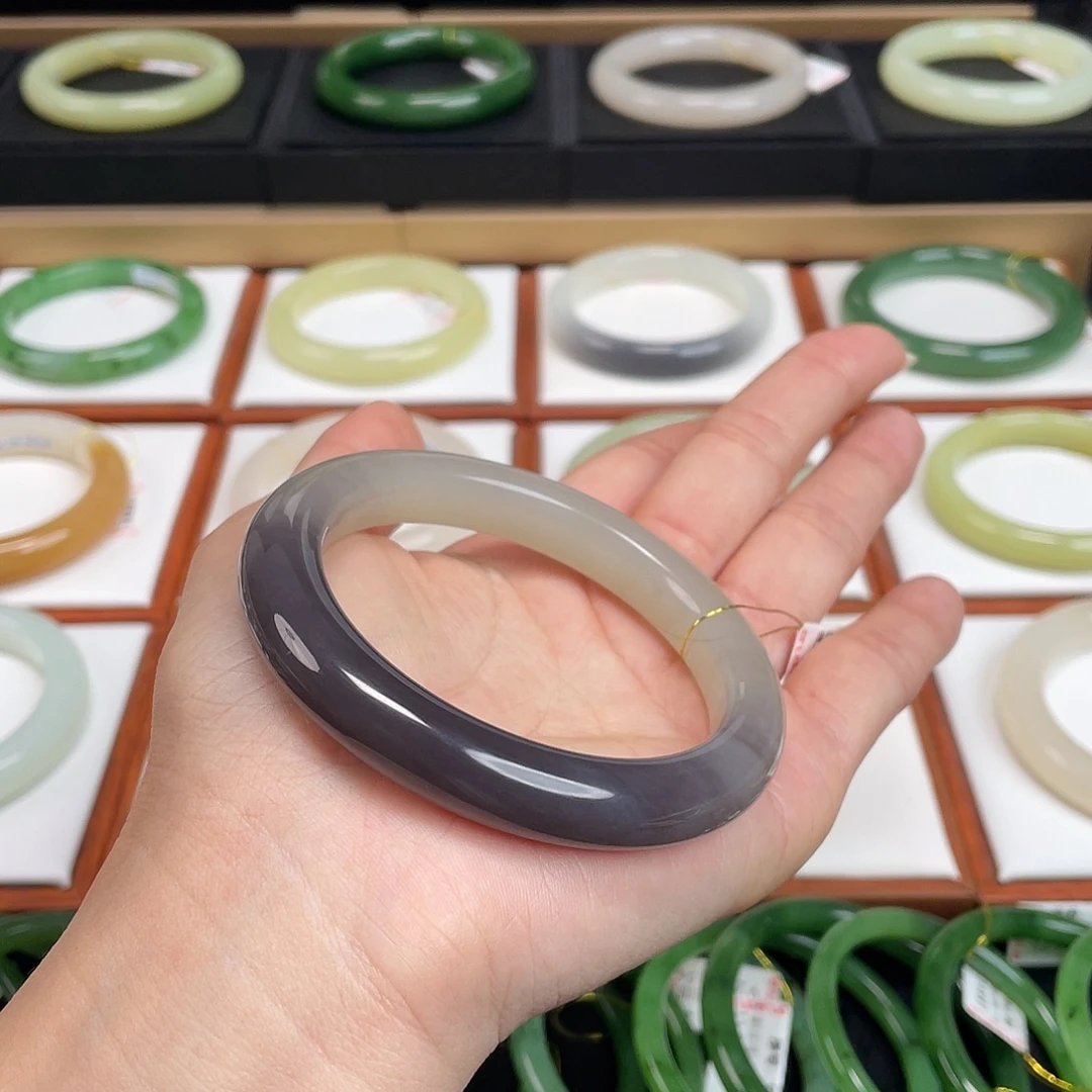 和田玉未镶嵌手镯-晴底紫