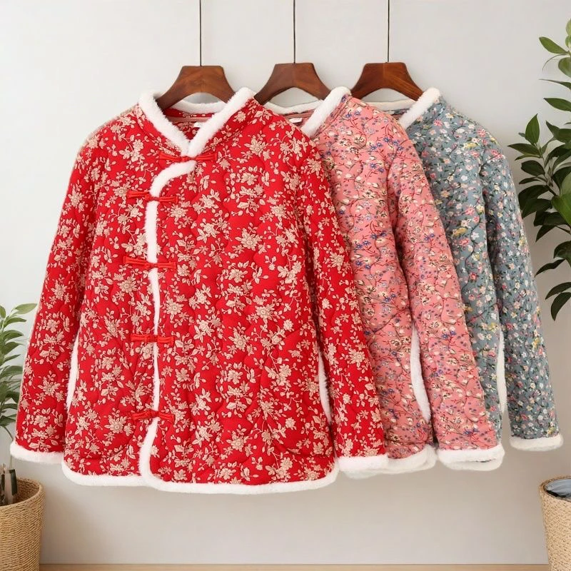 加大码东北大花加厚棉衣民族风复古小碎花棉袄宽松洋气网红棉袄
