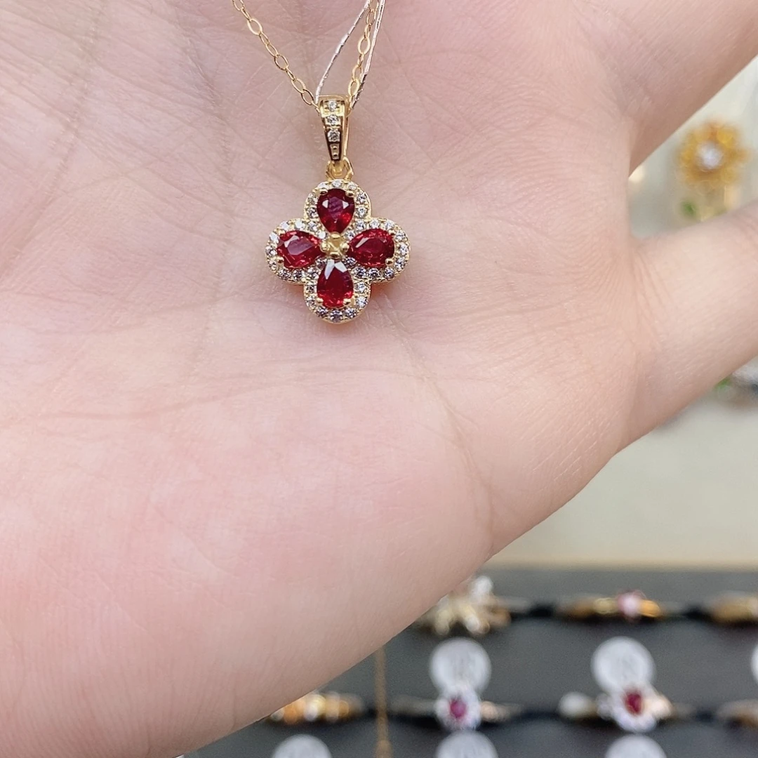 吊坠(赠链)彩色蓝宝石银S925镶嵌