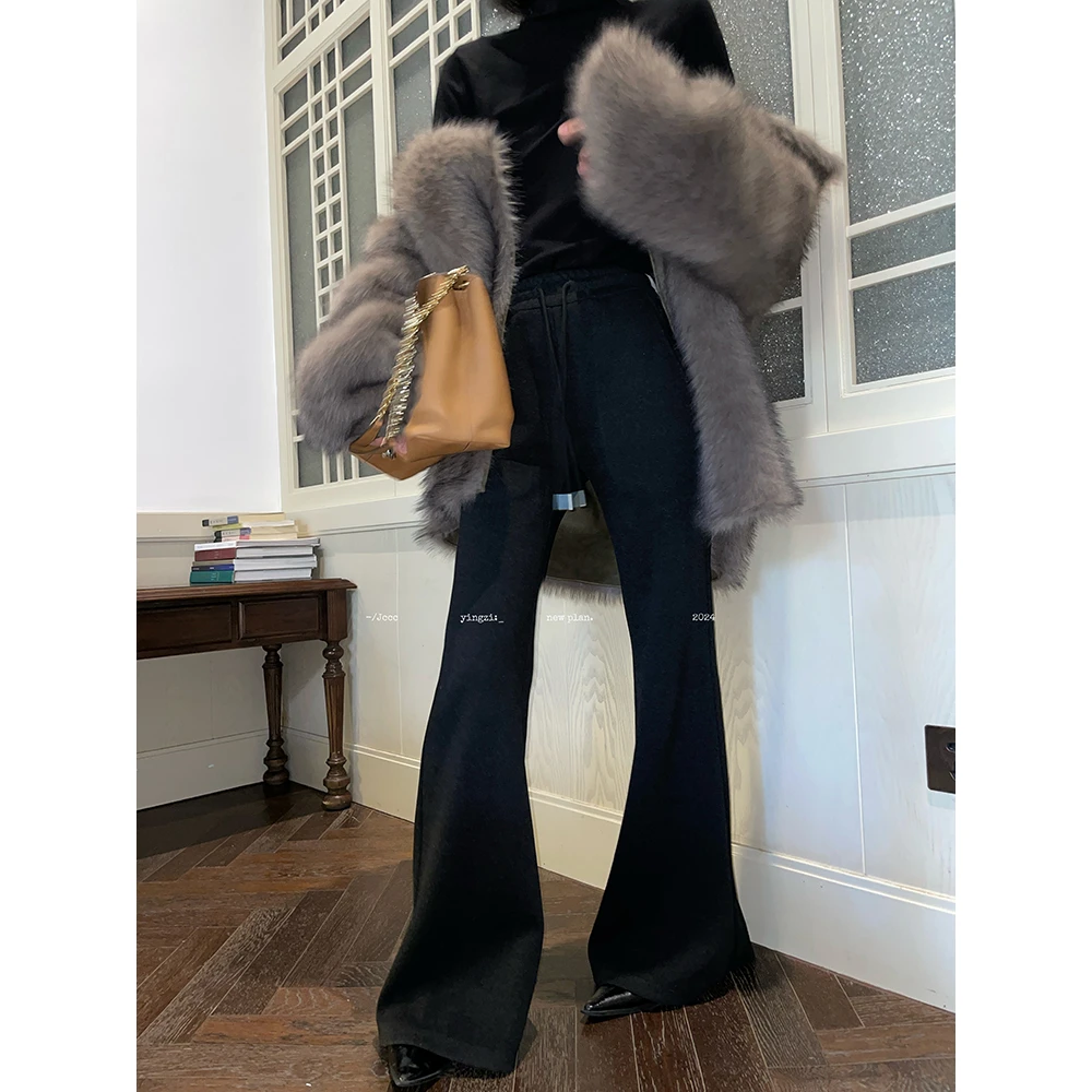 JCCC影子【纤纤细腿】毛呢针织垂感显瘦加厚醋纤羊毛休闲裤JE4KBK10